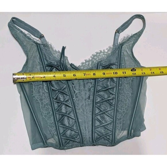 Victoria’s Secret Dream Angel Small Green Unlined Lace-Up Corset Bustier Top - Picture 4 of 7